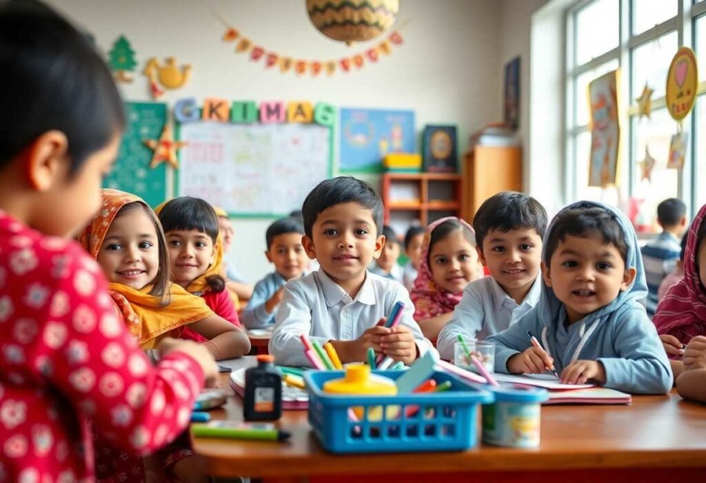 International students in UAE school cafeteria