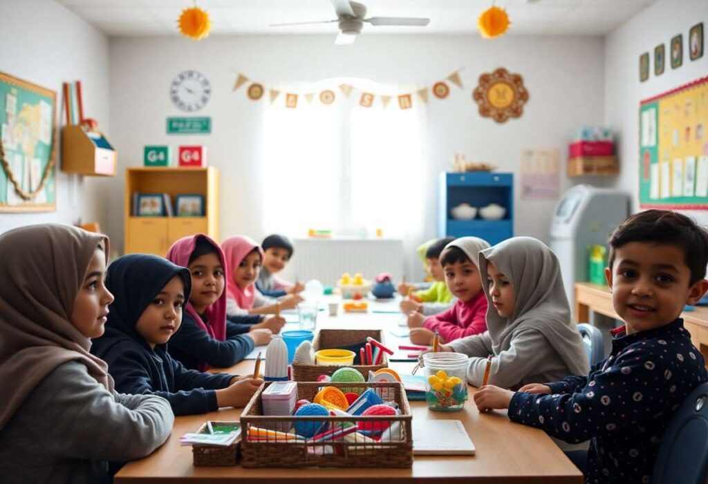 Child learning about UAE culture in classroom